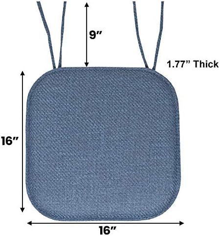 Chair Cushion Memory Foam Pads with Ties Honeycomb Pattern Slip Non Skid Rubber Back Rounded Square 16" x 16" Seat Cover - Image 3