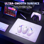 ATTACK SHARK CM05SE Glass Gaming Mouse Pad for FPS & Esports, Nano-Etched Tempered Glass Surface,Ultra-Smooth Low Friction Hard Mousepad,Waterproof Large Desk Mouse Mat for PC Setup,White Contour - Image 2