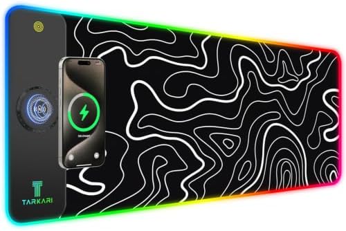 TARKARI 15W Magnetic Wireless Charging RGB Mouse Pad, 800x300mm Topographic by Home