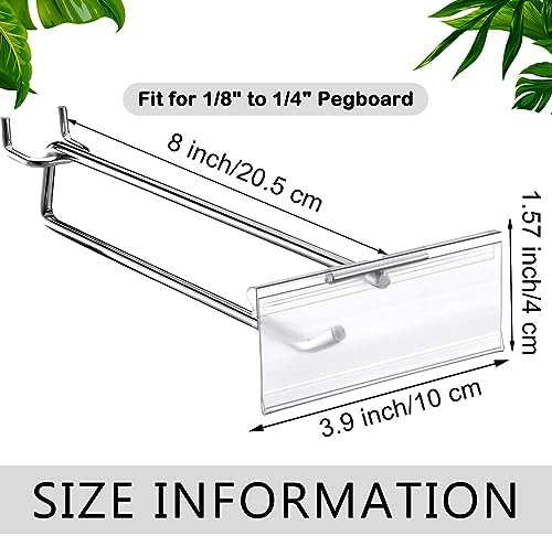 Thyle 50 Pcs Metal Scan Hook with Label Holder for 1/8" to 1/4" Pegboard, Peg Board Hooks with Price Tag, Pegboard Wall Accessories, Metal Hooks for Home Garage Retail Display Supplies (8 Inch) - Image 2