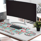 Britimes Keyboard Mouse Pad Set, 4 in 1 Desk Mat Set, Santa Claus Christmas - Image 3