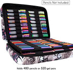 YOUSHARES Big Capacity Colored Pencil Case - 480 Slots large Pen Case Organizer with Multilayer Holder for Prismacolor Colored Pencils & Gel Pen (Grey Rose) - Image 4