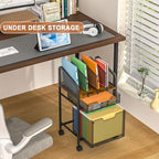 Tiaoheka Rolling File Cabinet with Adjustable Dividers, Mobile Filing Cabinet with 2 Storage Drawers on Lockable Wheels, Hanging File Organizer Beside Under Desk for Office, Home（Patent Pending） - Image 5