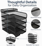 SUPEASY 4-Tier Stackable Paper Tray Organizer with Top Supply Tray - Image 5