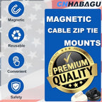Magnetic Cable Zip Tie Mounts Clips Multipurpose Zip Ties Mount Base Holder Black Wire Cable Holder Mount Wire Clips Management for Home Office Marine Electrical Wiring (Black, 20 Piece) - Image 2
