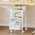 SWTYMIKI Rolling Utility Cart with Drawers - Under Desk Storage Cart with DIY Divider & Lockable Wheels, Multi-Functional Craft Art Supply Organizer for Office, Vanity, Craft Room & Studio White by SwtyMiki-TidyHomeSweetLife