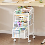 SWTYMIKI Rolling Utility Cart with Drawers - Under Desk Storage Cart with DIY Divider & Lockable Wheels, Multi-Functional Craft Art Supply Organizer for Office, Vanity, Craft Room & Studio White by SwtyMiki-TidyHomeSweetLife
