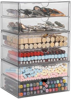 Clear Desk Drawer Organizer, 6 Drawers, Plastic - Image 2