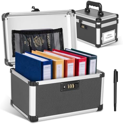 10.2 x 7 x 7.5 Inch Combo Lock Storage Box - Portable Safe for Valuables, Cash, Documents & Medicine | Heavy-Duty & Childproof | Home, Office, Travel Use (Black) by BAGAKE