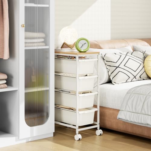 KINGBOARD Slim Rolling Cart with 4 Drawers, Metal Utility Storage Cart - Image 6
