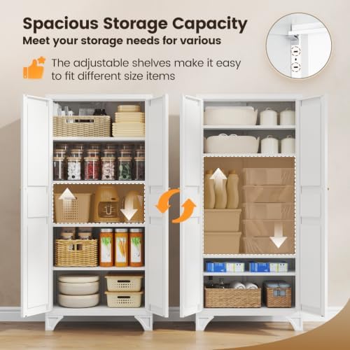 Yizosh Metal Storage Cabinet with 2 Doors and Adjustable Shelves - Image 4