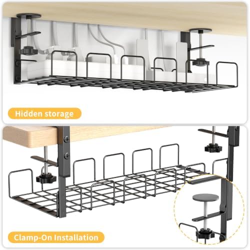Clamp on Desk Shelf, 19in 3-Tier Desk Shelves Organizer with Under-Desk Hidden Storage Basket, Desktop Supplies Storage Rack for Home Workspace, Study Rooms,Gaming Devices - Image 6