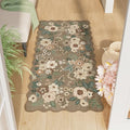 DUKINO 2x4 Rug for Entryway, Floral Washable Kitchen Rugs, Light Taupe by DUKINO