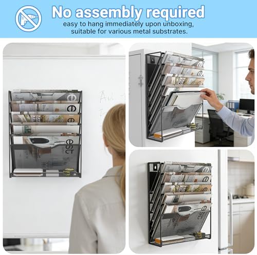 Gawerk Magnetic Wall File Holder – Magnetic Paper & Document Organizer for Home and Office (6+1 Tier) - Image 6