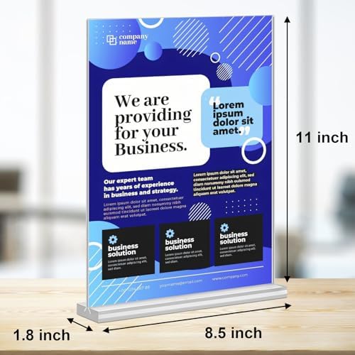 Acrylic Sign Holder 8.5 x 11,10 Pack Clear Sign Holder Double Sided Table Menu Vertical Desktop Display Stand Paper Flyer Holder Tabletop Sign Holder Suitable for Restaurants, Office, Store, Hotels - Image 3