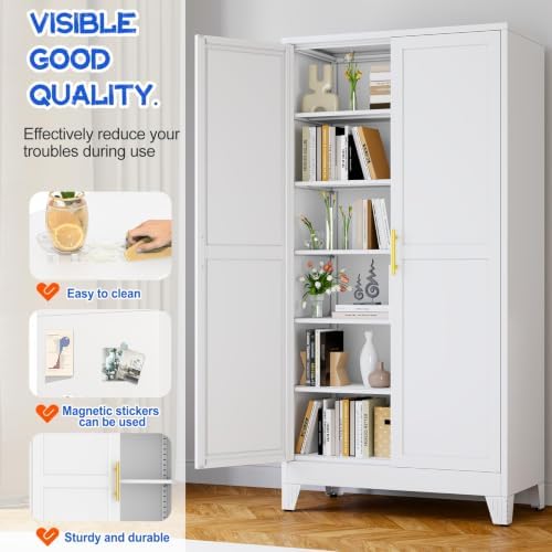 GAIOUS 79" Tall New Update Kitchen Pantry Cabinet, Metal Storage Cabinet - Image 4