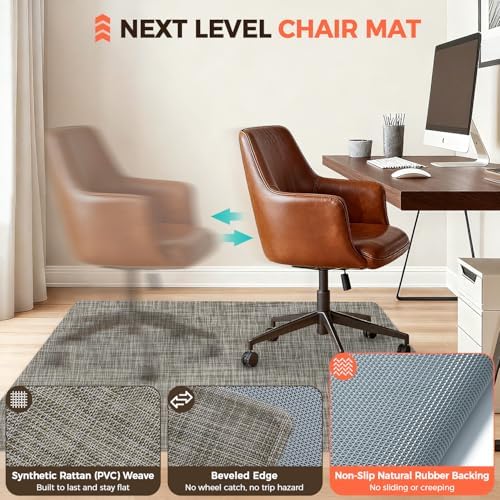 BAGAIL Office Chair Mat for Hardwood Floor, 48"x60" Heavy Duty Computer Chair Mat - Fast Flat & Smooth Glide - Non-Slip Desk Chair Floor Protector for Home Office - Brown - Image 2