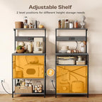 SUPERJARE Kitchen Bakers Rack with Power Outlet, Coffee Bar Table 4 Tiers, Kitchen Microwave Stand with 6 S-Shaped Hooks, Storage Shelf Rack for Spices, Pots and Pans - Charcoal Gray - Image 4