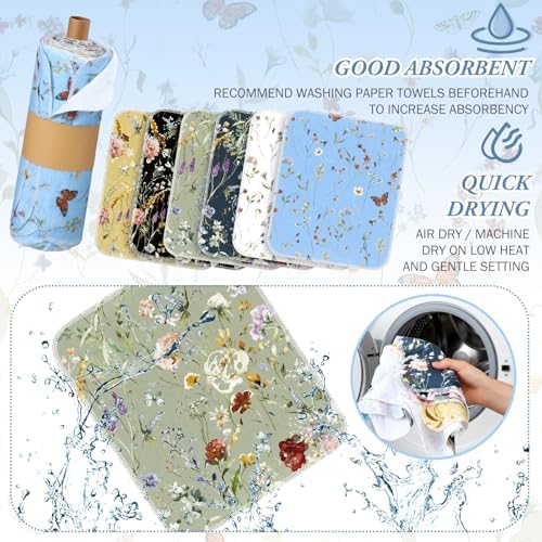 36 Pack Reusable Kitchen Cloths Cotton Towel, Rich Flowers - Image 3