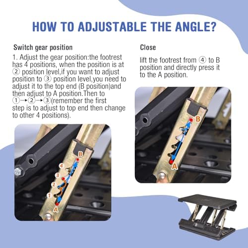 Under Desk Footrest, 4-Level Height Adjustable 12Modes Foldable Footrest - Image 6