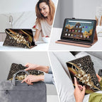 for Kindle Fire HD 10 Case 9th/7th/5th Generation 10.1 Inch (2019/2017/2015), PU Leather Wallet Cover with Pen Holder, Elastic Band & Card Slots for Kindle Fire HD 10 Case - Metallic Flower - Image 5