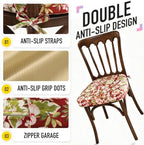 SUNROX Cooling Gel Memory Foam Chair Cushions, 2.6" Thick U-Shaped Dual-Layer Comfort Dining Chair Pads, Non Slip Seat Cushion with Ties for Indoor Kitchen Office 17"x16" Set of 4, Red Magnolia - Image 6