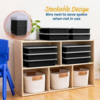 ECR4Kids Letter Size Plastic Tray Organizer with Lids, Small, Storage Bins, Black, 10-Piece - Image 6