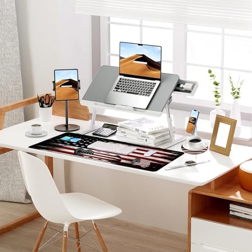 Keyboard Mouse Pad Set, Extended Gaming Mouse Pad+Ergonomics Keyboard Wrist Rest Support, Memory Foam, Easy Typing Pain Relief, 4Pcs XL Ultra Thick Desk Mat,Old American Flag - Image 7