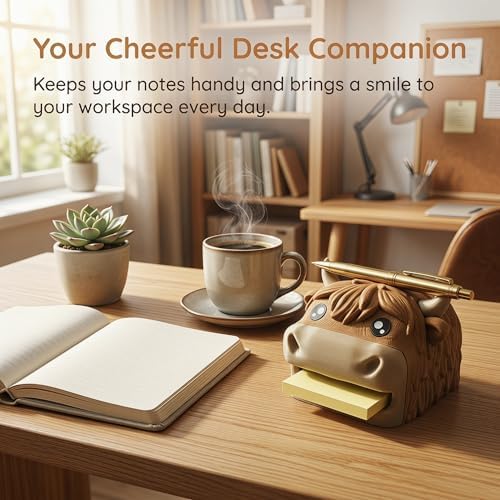3D Printed Highland Cow Sticky Note Holder, Desk Organizer - Image 3