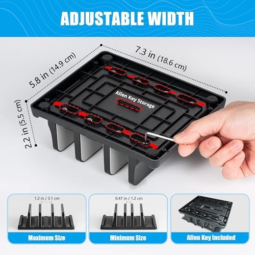 Ryvlan Vertical Laptop Stand, 3 Slot Adjustable Laptop Storage Rack and Desk Organizer, Silicone-Padded Holder for Multiple Devices Storage, Compatible Stand for Tablets and Devices up to 17 Inches - Image 4