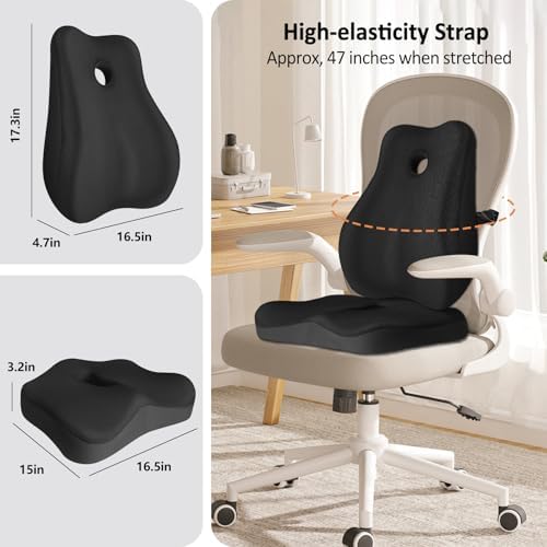 Seat Cushion,Lumbar Support Pillow for Office Chair, Cooling Mesh Office Chair Cushions for Sciatica,Tailbone &Back Pain Relief,Ergonomic Memory Foam Back Support Pillow for Desk,Gaming Car Chair - Image 4