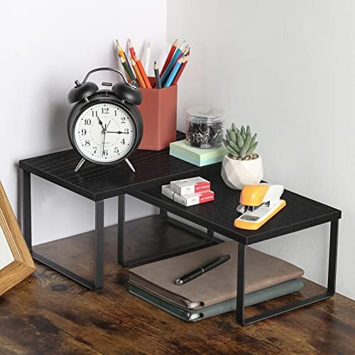 CADUKE Set of 4 Kitchen Counter Shelves, Cabinet Organizer, Black - Image 6