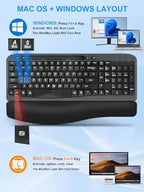 Hayyiesh Ergonomic Wave Keys Wireless Keyboard and Mouse Combo, Full Size with Memory Foam Wrist Rest & Phone Holder, 2.4G Cordless Set with USB-C Adapter for Windows Mac Desktop Laptop (Black) - Image 4