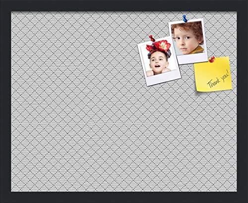 PinPix 20x16 inch Cork Bulletin Board. This Decorative Framed Pin Board Comes with Diamond Pattern in Grey Design and Satin Black. Ideal for Home, Office Decor or School (PinPix-126) by PinPixBulletinBoards
