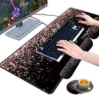 Large Gaming Mouse Pad, Keyboard Wrist Rest pad + Mouse Wrist pad + Coaster Set Extended Waterproof Non-Slip Table mat Suitable for Home Office Learning Games - Rose Gold Glitter Black Psalm46:10 - Image 4