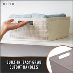 BINO - Woven Plastic Basket, Medium (Natural), 4-Pack, The Jute Collection, Home Organization, Space-Saving Storage, Stylish Design, Jute Basket - Image 4