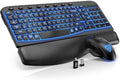 SABLUTE Wireless Keyboard and Mouse Combo, Ergonomic Wave with Wrist Rest by SABLUTE