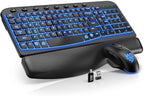 SABLUTE Wireless Keyboard and Mouse Combo, Ergonomic Wave with Wrist Rest by SABLUTE