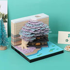 3D Memo Pad Tree Model Colorful 3D Sticky Notes Paper Notes,3D Art Notepad with Pen Holder LED(Purple Marriage Tree) - Image 2