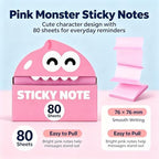 Cute Fruit Monster Pop-Up Sticky Notes Dispenser, 80 Sheets Pull-Out Cartoon Box, 6 Styles Transparent Translucent Memo Pad Holder, Creative Stationery Cute Monster Gift Set Available ，12Box - Image 7