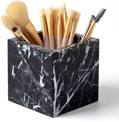 Real Luxurious Natural Marble Toothbrush Holder & Makeup Brush Organizer by MULWRMarbleTray