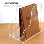 3 Vertical Compartments File Holder, Clear Acrylic Desk Organizer and Storage Bins Holding for Magazines, Binders, Notebooks, Envelopes, Multi-purpose Document Organizer for Home Office - Image 5