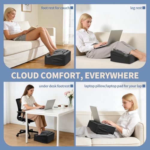 Under Desk Footrest with Rocking Base & Warming Cover, Black Check - Image 3