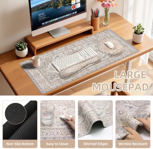 Mousepad Set，Keyboard Mat+Wrist Support Mouse Pad+Wrist Rest Pad+Coaster - Image 5