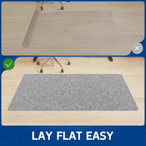 Office Chair Mat for Hardwood & Tile Floor, 45" x 53" Anti-Slip Desk Chair Mat, Easy Glide Floor Protector for Rolling Chairs, Floor Mat for Office Chair for Home Office (Light Grey) - Image 2