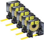 5 Pack Compatible for Dymo Rhino 18052 Black on Yellow 1/4" x 4.9' Industrial Heat Shrink Tube Labels for Rhino 1000 3000 4200 5000 5200 6000 3M Label Maker by KCMYTONER