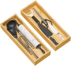 Bamboo Kitchen Drawer Organizer, Deep 2-Pack, 17" x 6" x 2.5" by Greatseas
