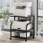 Lerliuo 3 Tier Black Large Printer Stand with Adjustable Storage Shelf by Lerliuo