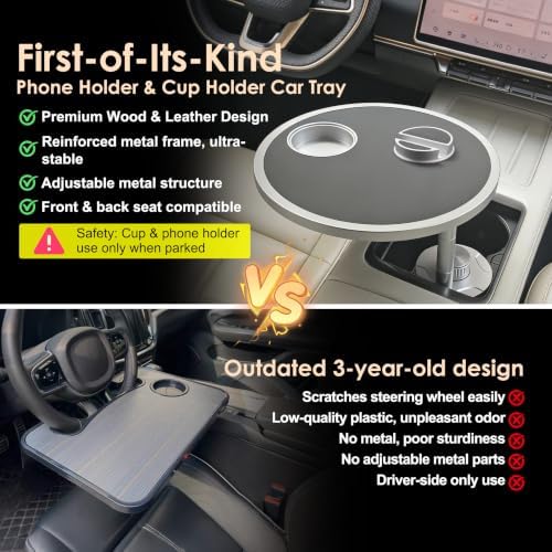 Car Desk for Laptop 360° Rotating Tesla Tray with Cup Holder Phone Stand - Image 2