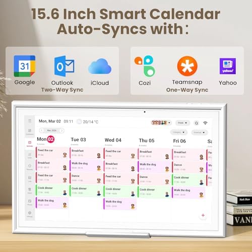 15.6 Inch Digital Calendar Wall Touch Screen, Smart Family Calendar & Chore Chart for Kids, 1080P Full HD Electronic Planner, Digital Picture Frame, Wall & Desk Mountable - Image 3